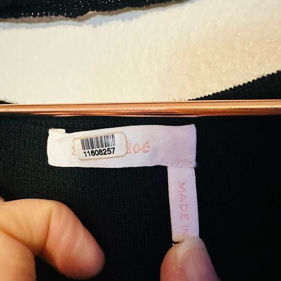 SEE BY CHLOÉ Black Wool Metallic Trim Half Sleeves Knit Midi Dress Size Large - Picture 10 of 15